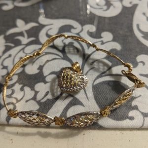 Matching heart pendant and bracelet